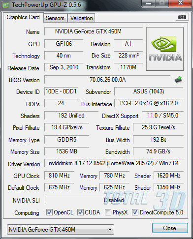 Обзор ноутбука ASUS G53SW. Разгон видеокарты GeForce GTX 460M 